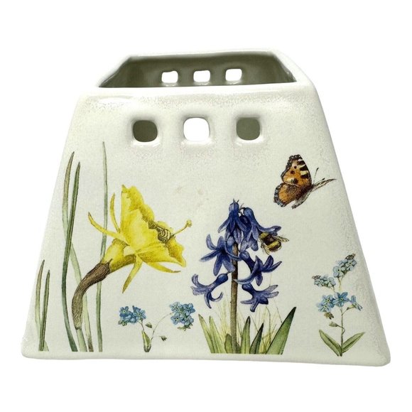 Hallmark Ceramic Jar Candle Shade Topper Floral & Butterflies Marjolein Bastin - Picture 2 of 10